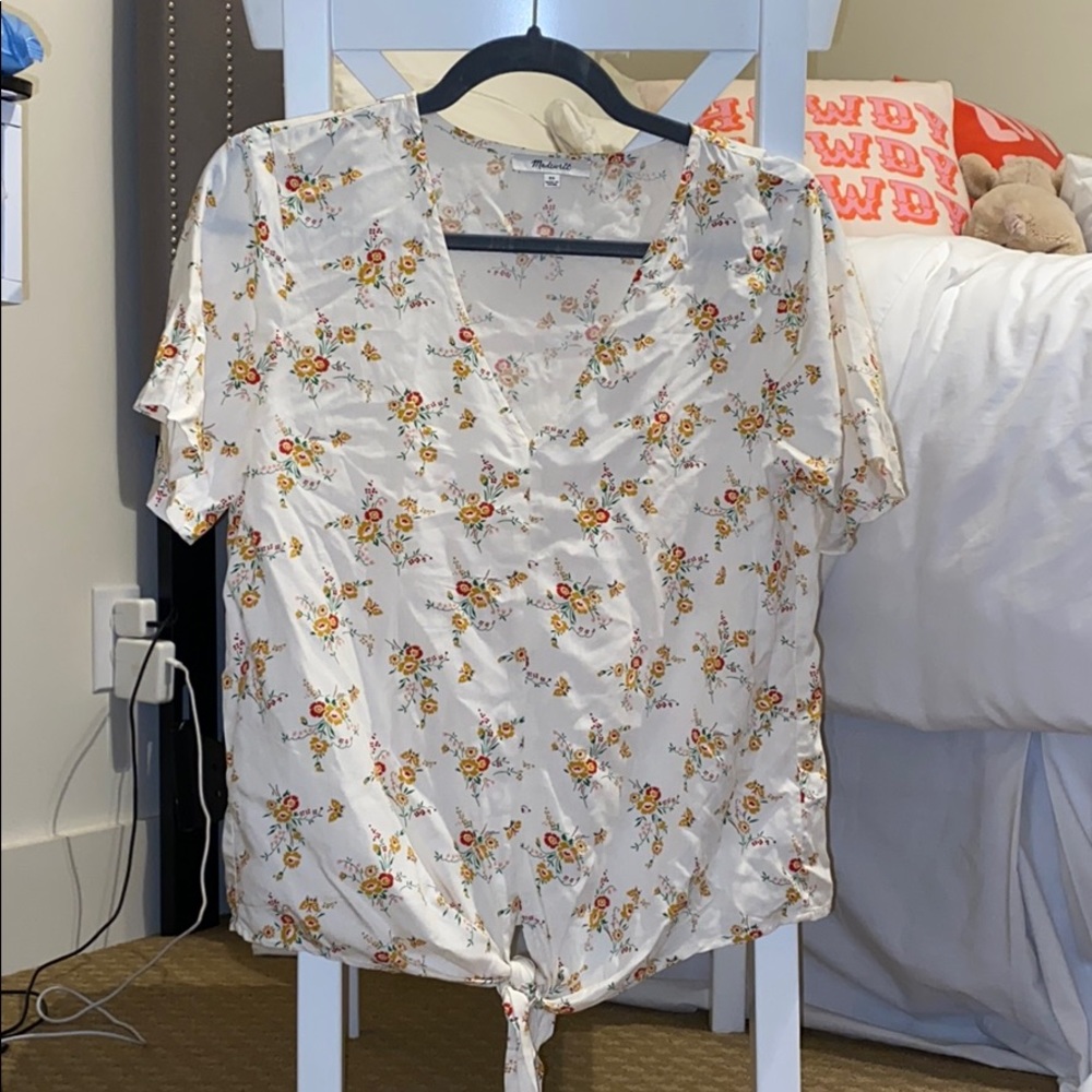 Madewell floral V-neck top XS